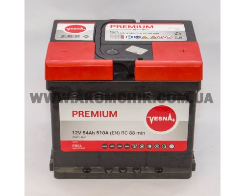 Акумулятор автомобільний 54Ah-12V Vesna Premium (202х175х190), R, EN510