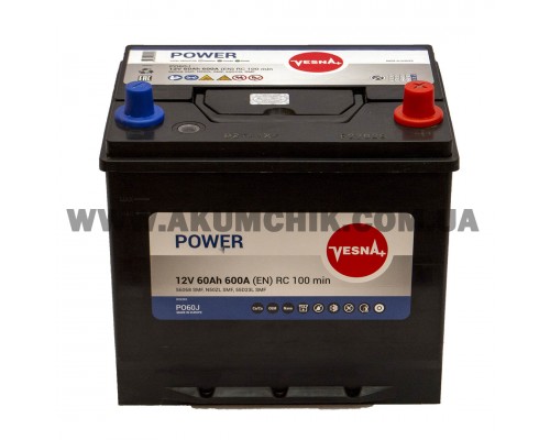 Акумулятор автомобільний 60Ah-12v Vesna Asia (232х173х225), R, EN600