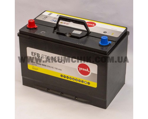 Акумулятор автомобільний 105Ah-12v Vesna EFB Start Stop (303х173х225) asia, L, EN900