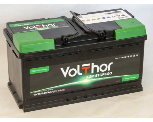 Акумулятор автомобільний 95Ah-12v Volthor AGM (353х175х190) Start Stop, R, EN850