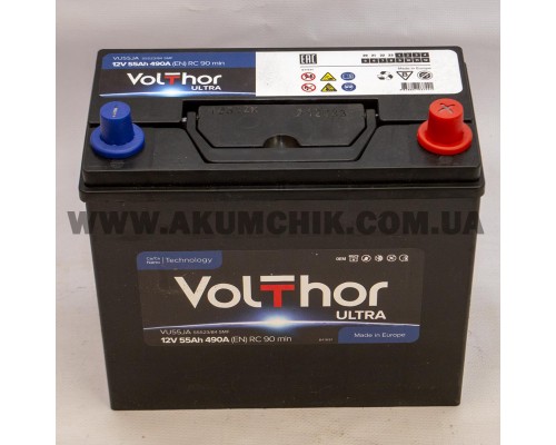 Акумулятор автомобільний 55Ah-12v Volthor Asia (237х127х225), R, EN490