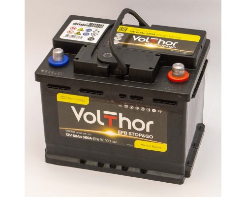 Акумулятор автомобільний 60Ah-12v Volthor EFB (242х175х190) Start Stop, R, EN580