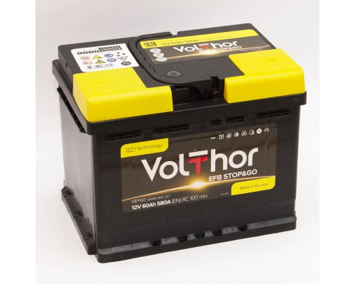 Акумулятор автомобільний 60Ah-12v Volthor EFB (242х175х190) Start Stop, R, EN580