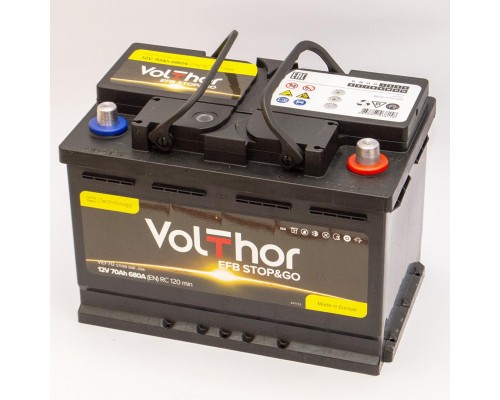 Акумулятор автомобільний 70Ah-12v Volthor EFB (278х175х190) Start Stop, R, EN680
