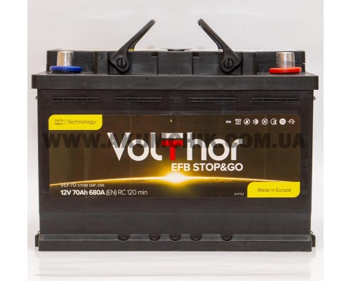 Акумулятор автомобільний 70Ah-12v Volthor EFB (278х175х190) Start Stop, R, EN680