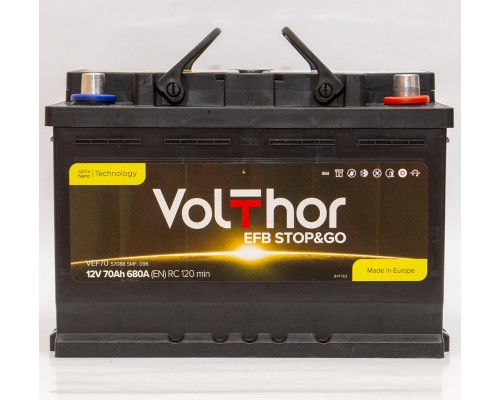 Акумулятор автомобільний 70Ah-12v Volthor EFB (278х175х190) Start Stop, R, EN680