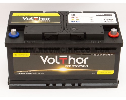 Акумулятор автомобільний 90Ah-12v Volthor EFB (353х175х190) Start Stop, R, EN850 90VolthEfb