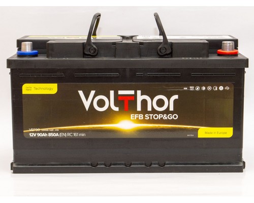 Акумулятор автомобільний 90Ah-12v Volthor EFB (353х175х190) Start Stop, R, EN850 90VolthEfb