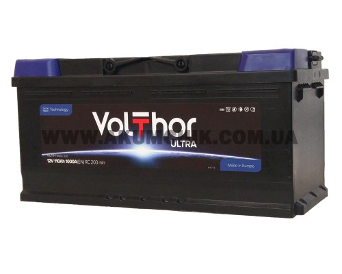 Акумулятор автомобільний 110Ah-12v Volthor Ultra (393х175х190), R, EN1000
