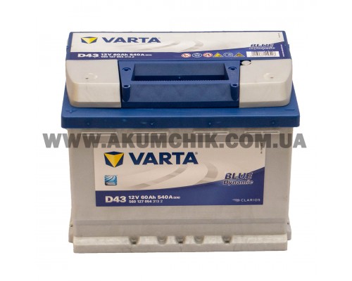 Акумулятор автомобільний 60Ah-12v Varta Blue Dynamic D43 (242х175х190), L, EN540