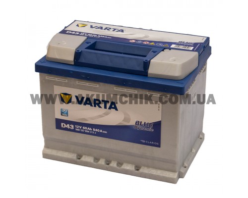 Акумулятор автомобільний 60Ah-12v Varta Blue Dynamic D43 (242х175х190), L, EN540