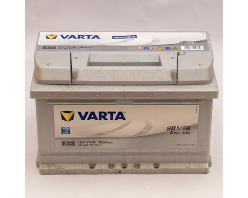 Акумулятор автомобільний 74Ah-12v Varta Silver Dynamic E38 (278х175х175) низький, R, EN750  0282