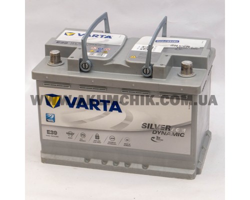 Акумулятор автомобільний 70Ah-12v Varta Silver Dynamic AGM E39 (278х175х190) Start Stop, R, EN760  1627