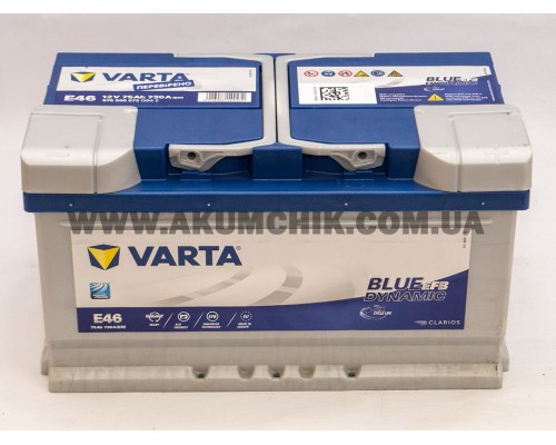 Акумулятор автомобільний 75Ah-12v Varta Blue Dynamic EFB E46 (315х175х175) Start Stop, R, EN730   3665