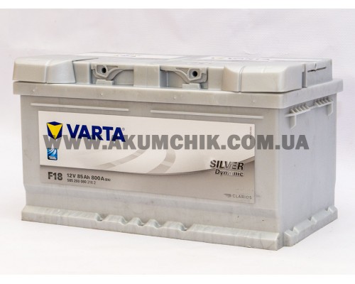 Акумулятор автомобільний 85Ah-12v Varta Silver Dynamic F18 (315х175х175) низький, R, EN800  0310