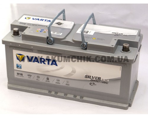 Акумулятор автомобільний 105Ah-12v Varta Silver Dynamic AGM H15 (393х175х190) Start Stop, R, EN950  0892