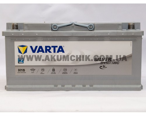 Акумулятор автомобільний 105Ah-12v Varta Silver Dynamic AGM H15 (393х175х190) Start Stop, R, EN950  0892