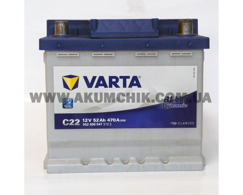 Акумулятор автомобільний 52Ah-12v Varta Blue Dynamic C22 (207х175х190), R, EN470
