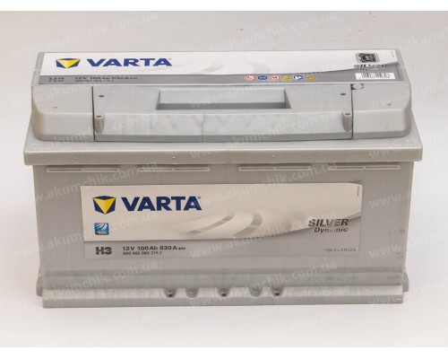 Акумулятор автомобільний 100Ah-12v Varta Silver Dynamic H3 (353х175х190), R, EN830