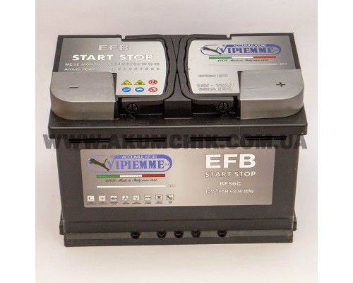 Акумулятор автомобільний 70Ah-12V Vipiemme BF56C (278х175х190) Start Stop EFB, R, EN680