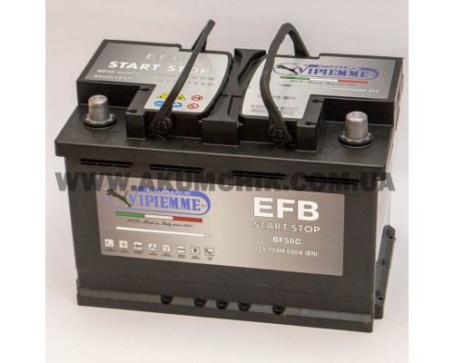 Акумулятор автомобільний 70Ah-12V Vipiemme BF56C (278х175х190) Start Stop EFB, R, EN680