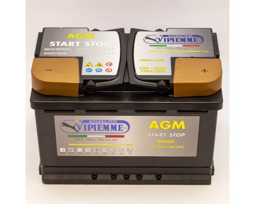 Акумулятор автомобільний 70Ah-12v Vipiemme BM56C (278х175х190) Start Stop AGM, R, EN750