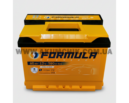Акумулятор автомобільний 6CT-60 FORMULA 60Ah-12V (242х175х190), (+ праворуч), EN580