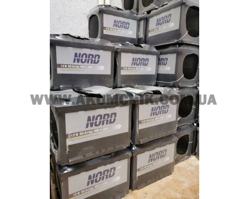 Акумулятор автомобільний 6CT-60 NORD 60Ah-12V (242х175х190), (+ ліворуч), EN480