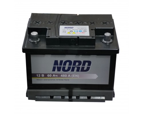 Акумулятор автомобільний 6CT-60 NORD 60Ah-12V (242х175х190), (+ ліворуч), EN480