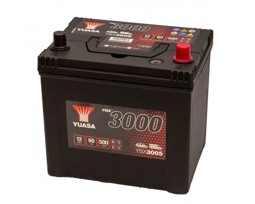 Акумулятор автомобільний 60Ah-12v Yuasa YBX3005 Asia (232х173х225), R, EN500