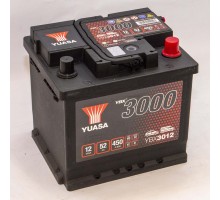 Аккумулятор автомобильный 52Ah-12v Yuasa YBX3012 (207х175х190), R, EN450