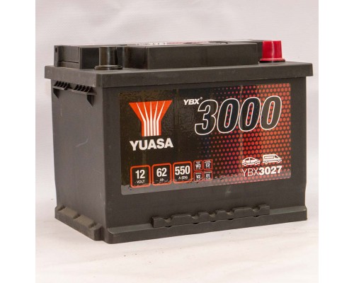 Акумулятор автомобільний 62Ah-12v Yuasa YBX3027 (242х175х190), R, EN550
