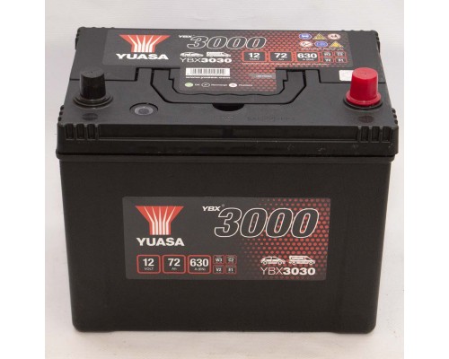 Акумулятор автомобільний 72Ah-12v Yuasa YBX3030 Asia (269х174х225), R, EN630