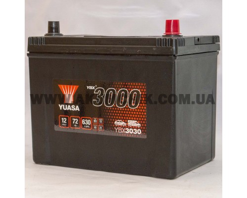 Акумулятор автомобільний 72Ah-12v Yuasa YBX3030 Asia (269х174х225), R, EN630
