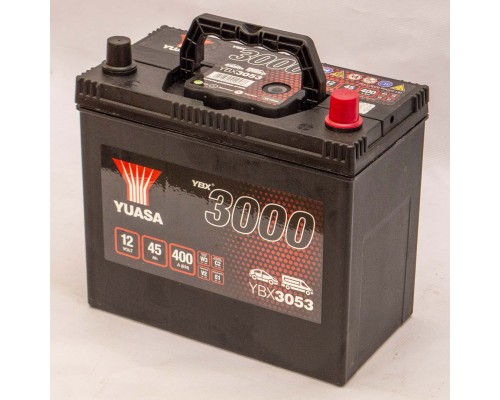 Акумулятор автомобільний 45Ah-12v Yuasa YBX3053 Asia (238х129х223), R, EN400