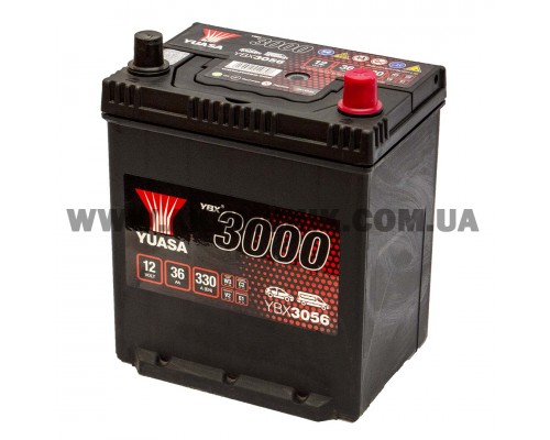 Акумулятор автомобільний 36Ah-12v Yuasa YBX3056 Asia (187х127х223), R, EN330
