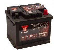 Аккумулятор автомобильный 45Ah-12v Yuasa YBX3063 (207х175х175) низкий, R, EN440