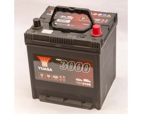Акумулятор автомобільний 50Ah-12v Yuasa YBX3108 Asia (207х175х175) бортик, R, EN400