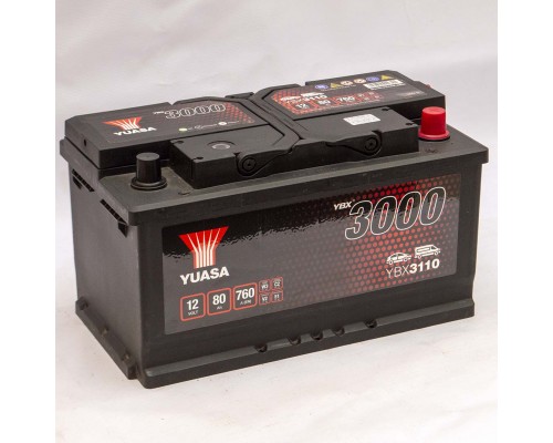 Акумулятор автомобільний 80Ah-12v Yuasa YBX3110 (317х175х175) низький, R, EN760