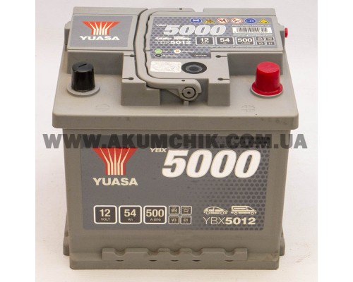 Акумулятор автомобільний 54Ah-12v Yuasa YBX5012 (207х175х190), R, EN500  54YuAs0