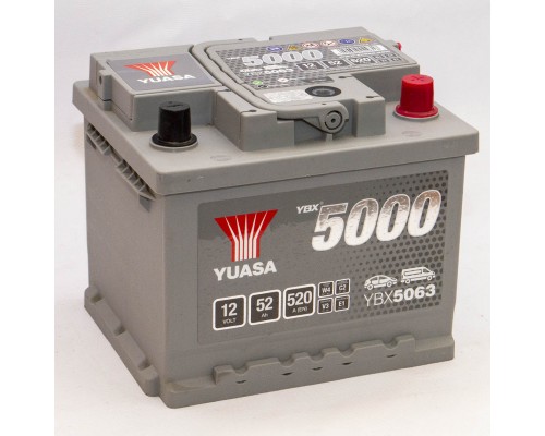 Аккумулятор автомобильный 52Ah-12v Yuasa YBX5063 (207х175х175) низкий, R, EN520