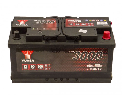 Акумулятор автомобільний 90Ah-12v Yuasa YBX3017 (353х175х175) низький, R, EN800