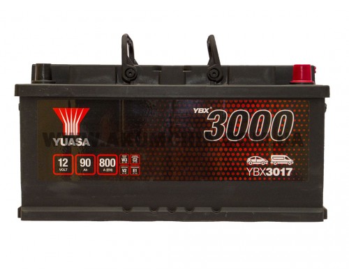 Акумулятор автомобільний 90Ah-12v Yuasa YBX3017 (353х175х175) низький, R, EN800