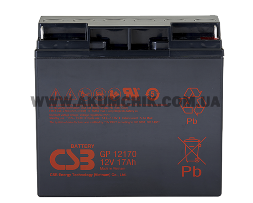 Акумуляторна батарея CSB GP12170B1, 12V 17Ah (181х77х167мм)