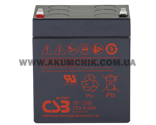Акумуляторна батарея CSB GP1245 F1, 12V 4.5Ah (90 х70х100 (105))