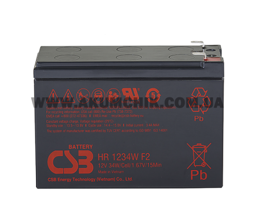 Акумуляторна батарея CSB HR1234WF2, 12V 9Ah (151х65х101мм)