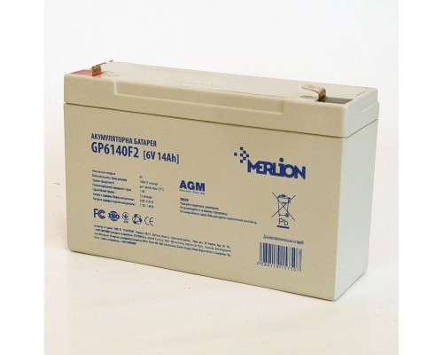 Акумуляторна батарея Merlion AGM GP6140F2, 6V 14Ah (151х50х94 (100)) 3826