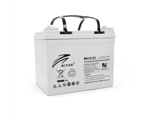Акумуляторна батарея AGM RITAR RA12-33, Gray Case, 12V 33.0Ah ( 195 x 130 x155 (168) )