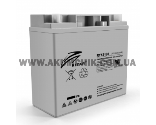 Акумуляторна батарея AGM RITAR RT12180, 12V 18.0Ah ( 181 х 77 х 167 )