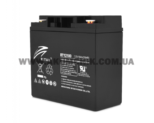 Акумуляторна батарея AGM RITAR RT12180, 12V 18.0Ah ( 181 х 77 х 167 )